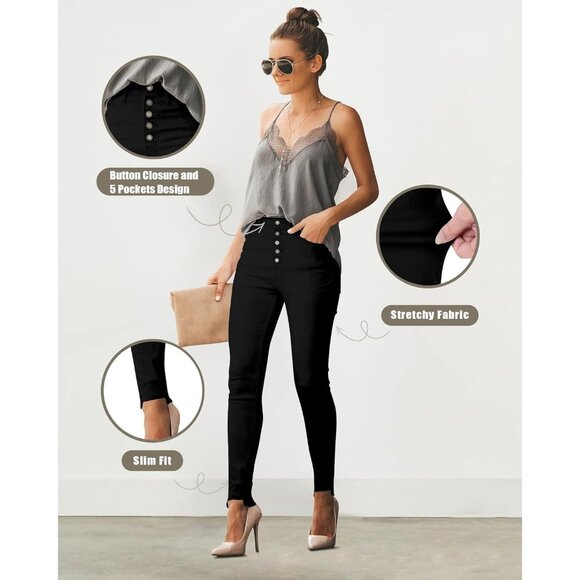 Women’s Ripped Skinny Jeans High Waist Stretch Denim Butt Lifting Light Blue - Picture 5 of 6